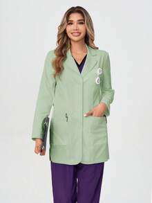 TaskEZ 女士现代经典版型白色 Modernist 35 英寸三口袋弹力实验服护士服工作服制服 - 綠色 - 查看 4