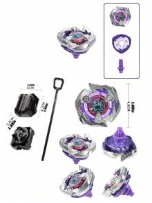 Metal Battle Spinner Gyro Set With Launcher, Rotating Metal Fighting Top Set, Classic Spinning Tops Battle Kit, Portable Outdoor Indoor Interactive Battle Gyro With Launcher - Gold - View 12