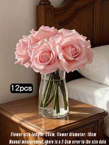 10pcs Simulation Holding Roses. 12pcs Simulation Touch Curled Rose Artificial Flower, Moisturizing Wedding Photography Decoration Flower, Home Garden Balcony Desktop Decoration, Latex Rose Bouquet, Birthday Gift, Graduation Party. - Multicolor - View 10