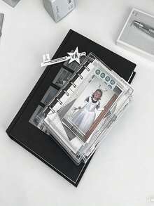 Cuaderno de hojas sueltas transparente A7, páginas interiores en blanco, cuaderno de hojas sueltas transparente, cuaderno de pegatinas, cuaderno de cuero suave, página reemplazable de PVC transparente, carpeta portátil de gran capacidad, adecuado para álbum de fotos y almacenamiento de pegatinas hechas a mano - transparente - Ver 7
