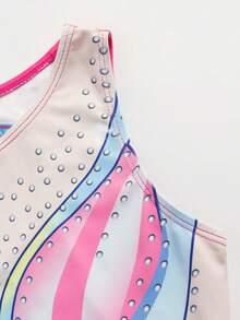 SHEIN Conjunto de ropa deportiva sin mangas con cuello redondo y bloques de color para niñas preadolescentes - Rosa - Ver 10