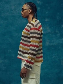 Musero Áo croptop dáng rộng tay dài vai rớt, chất liệu lưới xuyên thấu, chất liệu móc sợi, thích hợp cho mùa xuân hè và các dịp lễ hội. - Nhiều màu - Xem 4