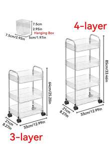 1 Household Transparent Movable Cosmetic Cart Storage Rack, Large Capacity Multi-Functional Bathroom Accessories Display Stand - Multicolor - View 10