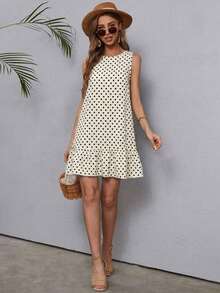EMERY ROSE Round Neck Short Sleeve A-Line Hem Patchwork Dress,Summer Dresses For Women - Light Yellow - View 3