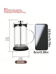 1个咖啡壶咖啡过滤茶壶茶漏时尚咖啡壶过滤茶壶迷你玻璃茶压壶，咖啡机，法式压滤壶适用于散装茶叶和咖啡，冷热饮品冲泡器法式压滤咖啡机，双层隔热加厚耐高温硼硅玻璃冷萃咖啡机 - 彩色 - 查看 3