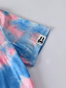 NEON BLANC Áo thun nam tay ngắn dáng rộng, họa tiết nhuộm màu tie-dye, màu xanh dương và hồng, cỡ tiêu chuẩn. - Hồng - Xem 3