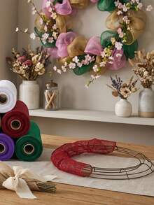 10Yards,10Inch Wide Flash Mesh Yarn Roll, Christmas Decor Mesh Metallic Foil Decorative Mesh Ribbon For Christmas Tree, Wreaths Golden Silk Mesh Yarn Festival Arrangement Supplies Diy Clothing And Skirt Accessories Crafts Wrapping Supplies For Lenten Decorations, Valentine's Day Gift Making,Newyears Decoration(Various Colors Available) - Multicolor - View 3