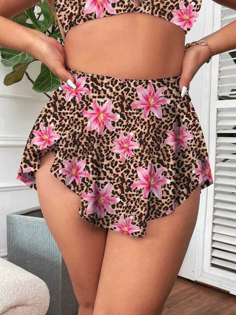 Swim Vcay Quần bikini cỡ lớn in hoa và da báo, kiểu dáng bất đối xứng. - Nhiều màu - Xem 1