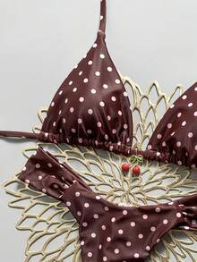 Swim Mod 2-Piece Set, Random Cherry Print Halter Triangle Bikini Top And Bottoms, Sexy Women Summer Swimwear - Multicolor - View 7