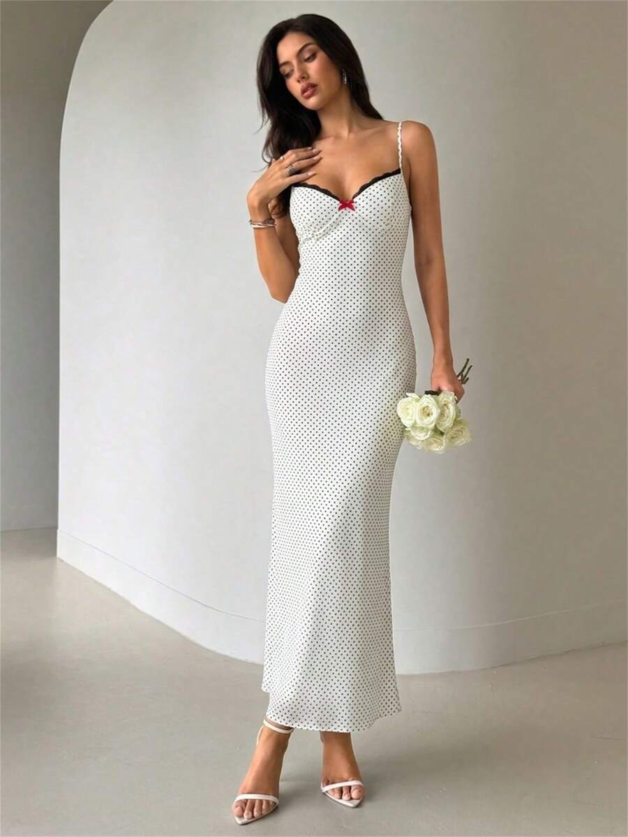 Aloruh Đầm lưới in họa tiết chấm bi kiểu Pháp thanh lịch dành cho nữ - Nhiều màu - Xem 1