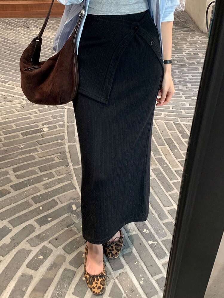 Solid Color Straight Casual Vacation Summer Women Skirt