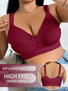 DesireSculpt Plus Size Wireless Bra - Burgundy - View 5