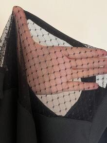 Vibekara Plus Size Mesh Patchwork Sexy Sheer T-Shirt, Spring/Summer - Black - View 7