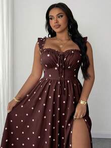 Maweii Vestido de verano con estampado floral y volantes en el bajo y abertura lateral para tallas grandes - Multicolor - Ver 3