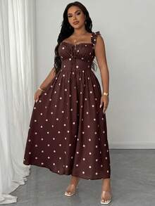 Maweii Vestido de verano con estampado floral y volantes en el bajo y abertura lateral para tallas grandes - Multicolor - Ver 4