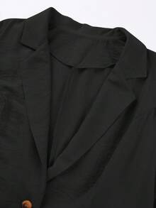 Franclia Plus Size Women's Fashionable Minimalist 3/4 Sleeve Fitted Office Blazer, Spring/Summer - Black - View 6
