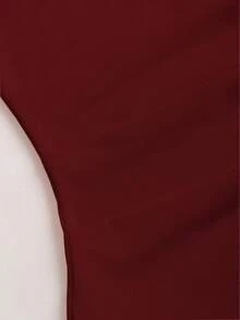 Sweetra Setelan 2 Potong Wanita Modis Terbaru: Atasan dan Celana Panjang dengan Bahu Asimetris, Warna Polos, dan Desain Pas Badan - Burgundy - View 6