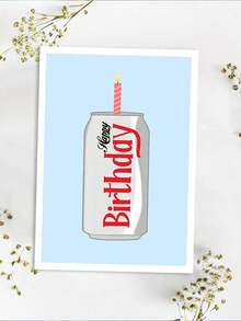 1pc Funny Diet Birthday Card With Can Design - Humorous Soda Lover Gift For Birthdays, Party Invitation & Celebration Greeting Card With Envelope, Perfect For Cola Enthusiasts, Birthday Party Decorations - Multicolor - View 6