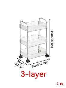 1 Household Transparent Movable Cosmetic Cart Storage Rack, Large Capacity Multi-Functional Bathroom Accessories Display Stand - Multicolor - View 11