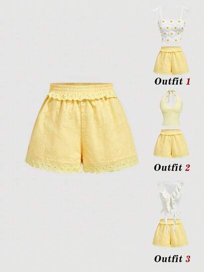 SHEIN MOD سروال قصير نسائي بلون أحادي بسيط وكاجوال