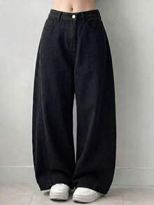 DAZY Women's Solid Color Minimalist Everyday Jeans - Black - View 2