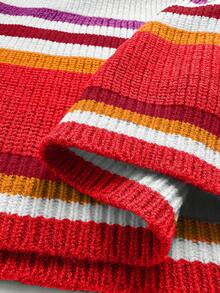 Maweii Plus Size Color Block Striped Print Halter Backless Sweater Dress Party Red Summer Sexy - Multicolor - View 7