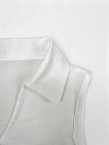 Balvessa Bộ đồ 2 món gồm áo không tay cổ chữ V khoét sâu màu trắng và quần ống rộng, trang phục thường ngày cho kỳ nghỉ của phụ nữ. - trắng - Xem 4