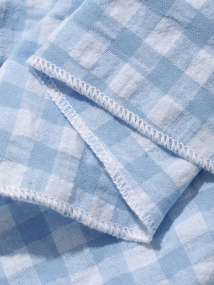 Women's Plaid Lace-Up Top And Shorts Casual Loungewear Set