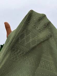 SHEIN Frenchy 女士纯色圆领荷叶边下摆休闲日常T恤，夏季 - 綠色 - 查看 8