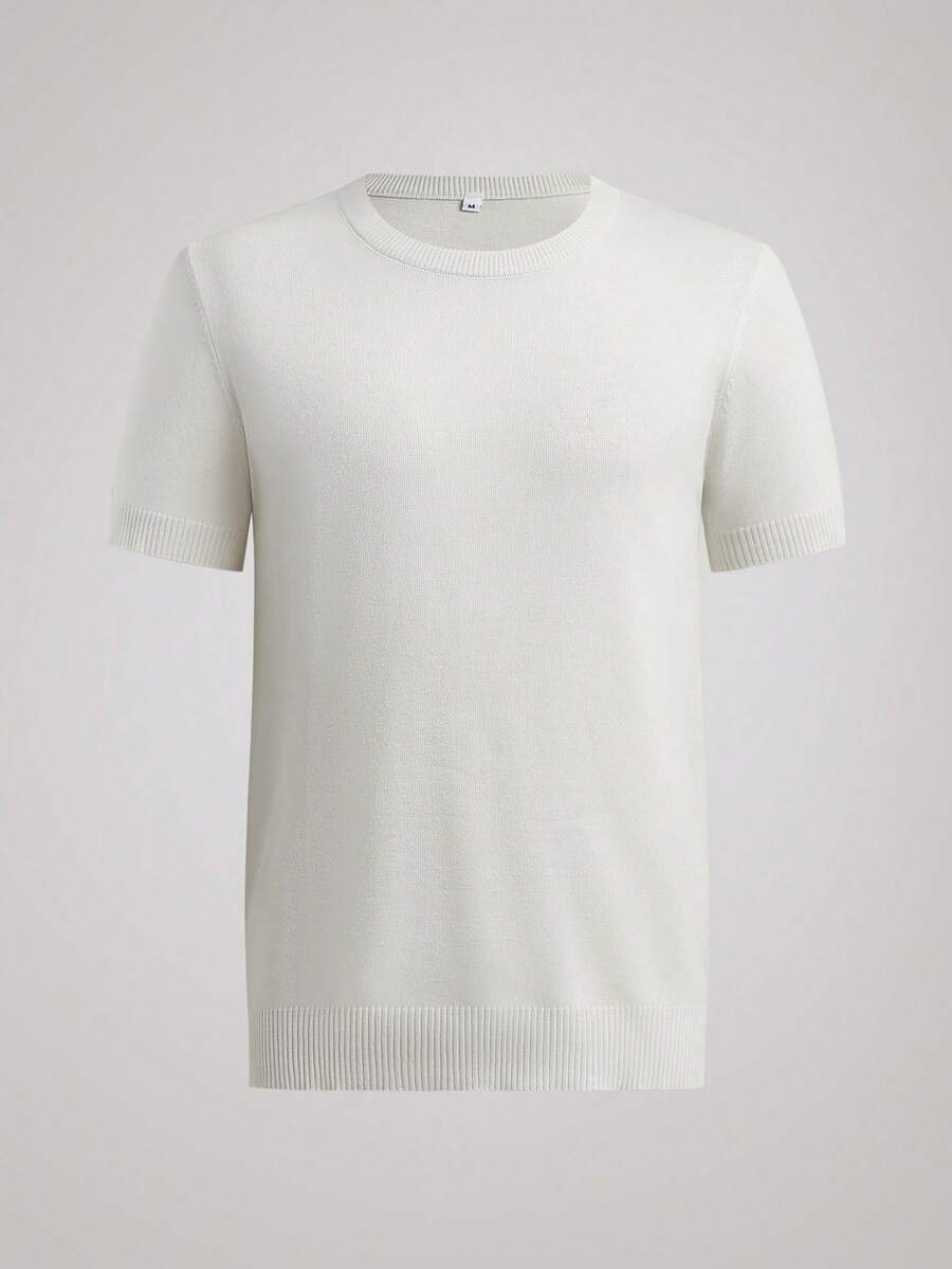 Officeau 男士休闲纯色短袖套头针织衫，春夏