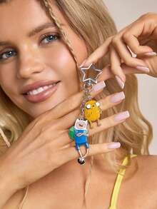 ADVENTURE TIME X SHEIN Mặt dây chuyền hình hoạt hình dễ thương bằng hợp kim kẽm, thích hợp làm quà tặng, ví, cặp sách, ba lô, phụ kiện xe hơi. - Nhiều màu - Xem 2
