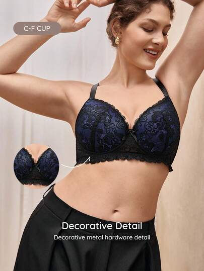 Bralution 1pc Plus Size Lace Underwire Bra