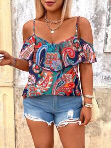 Breezaya Plus Size Women's Printed Shirt, Suitable For Dates, Romantic Vacations, Casual Daily Wear, Versatile Fashion, Spring/Summer - Multicolor - View 6