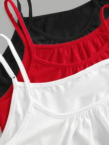 Tseoso 3pcs 95% Cotton Women Pleated Loose Camisole Adjustable Strap, Suitable For Spring And Summer,Summer Top - Multicolor - View 4