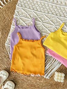 4-Piece Set Of Cute Baby Girl Summer Camisole T-Shirts, Suitable For Spring And Summer. - Mauve Purple - View 4