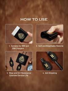HARRY POTTER X SHEIN 3 Pcs Data Line Protectors, Suitable For IPhone Chargers, Charger Protectors (Excluding Data Lines) - Black - View 3
