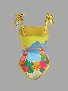 Swim Oasis 法国南部高端度假风鹦鹉系带连体泳衣搭配半身裙 - 彩色 - 查看 6