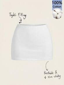 Comfortcana 100% Cotton White Comfortable Women's A-Line Skirt, Suitable For Spring/Summer - White - View 7