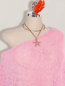 SHEIN ICON 大码女式休闲百搭日常针织毛衣 - 粉色 - 查看 6