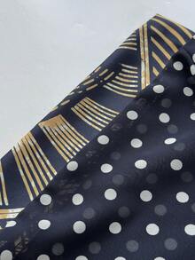 Maweii Plus Size Women's Casual Wear Chiffon Watermark Polka Dot Patchwork Contrast Color Geometric Print Loose Long Open-Front Shirt - Royal Blue - View 7
