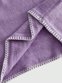 ROMWE MEN Street Life Suéter de punto casual y versátil con cuello redondo y estampado de sol y luna para uso diario de hombres - Morado - Ver 6