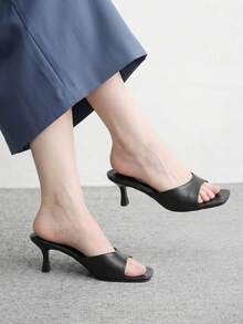 CUCCOO BIZCHIC Giày sandal cao gót hở mũi đa năng dành cho nữ, thích hợp mang hàng ngày hoặc vào dịp Lễ Tình nhân. - Đêm đen - Xem 1