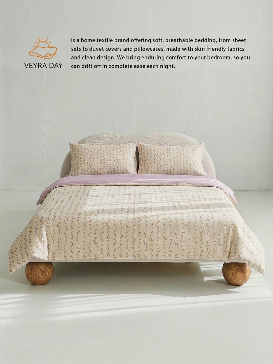 Veyra Day Bộ chăn ga gối 3 món 100% polyester, họa tiết hoa tươi tắn, thiết kế hai mặt (mặt AB) (Bao gồm: 1 vỏ chăn + 2 vỏ gối; Không bao gồm ga trải giường và ruột chăn/lõi chăn) - Mùa hái hoa - Xem 1
