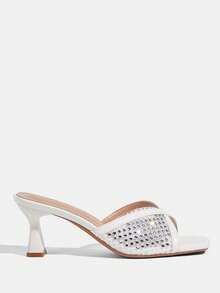 CUCCOO TILAWA Women's Lace Fashion Daily Trip Slippers White High Heel Sandals Summer - White - View 2