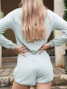Sports Tennis Basic Outdoors With SWEATSHIRT AND SHORT Pants SET - Mint Green - View 4