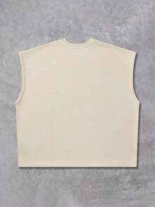 ROMWE MEN Street Life Men's Rivet Decor Portrait Print Loose Fit Tank Top - Apricot - View 4