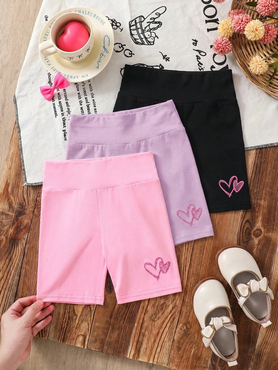 SHEIN LMoss Kids 3件套少女纯色针织打底裤套装 - 彩色 - 查看 1