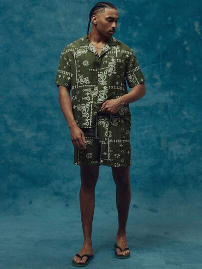 Musero Oversized Elasticated Drawstring Waistband Shorts All Over Paisley Style Co Ord Bottoms Only Spring Summer Essentials Holiday