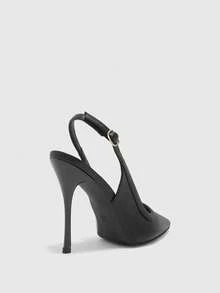 CUCCOO BIZCHIC Stilettos de punta fina, hebillas metálicas, tacones delgados para ir al trabajo, desplazamientos y citas - F54 lista uno negro - Ver 8