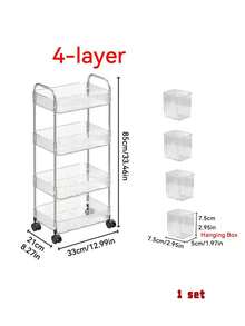 1 Household Transparent Movable Cosmetic Cart Storage Rack, Large Capacity Multi-Functional Bathroom Accessories Display Stand - Multicolor - View 14